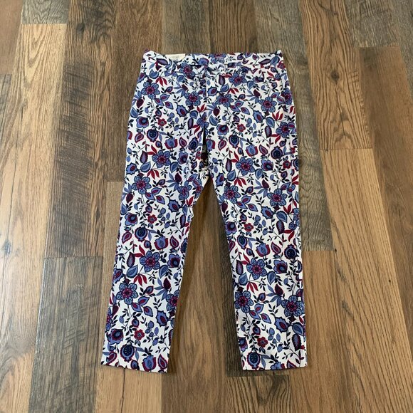 NWT Khakis by Gap size 12 Regular White with Blue and Red Floral Pants - Picture 1 of 10